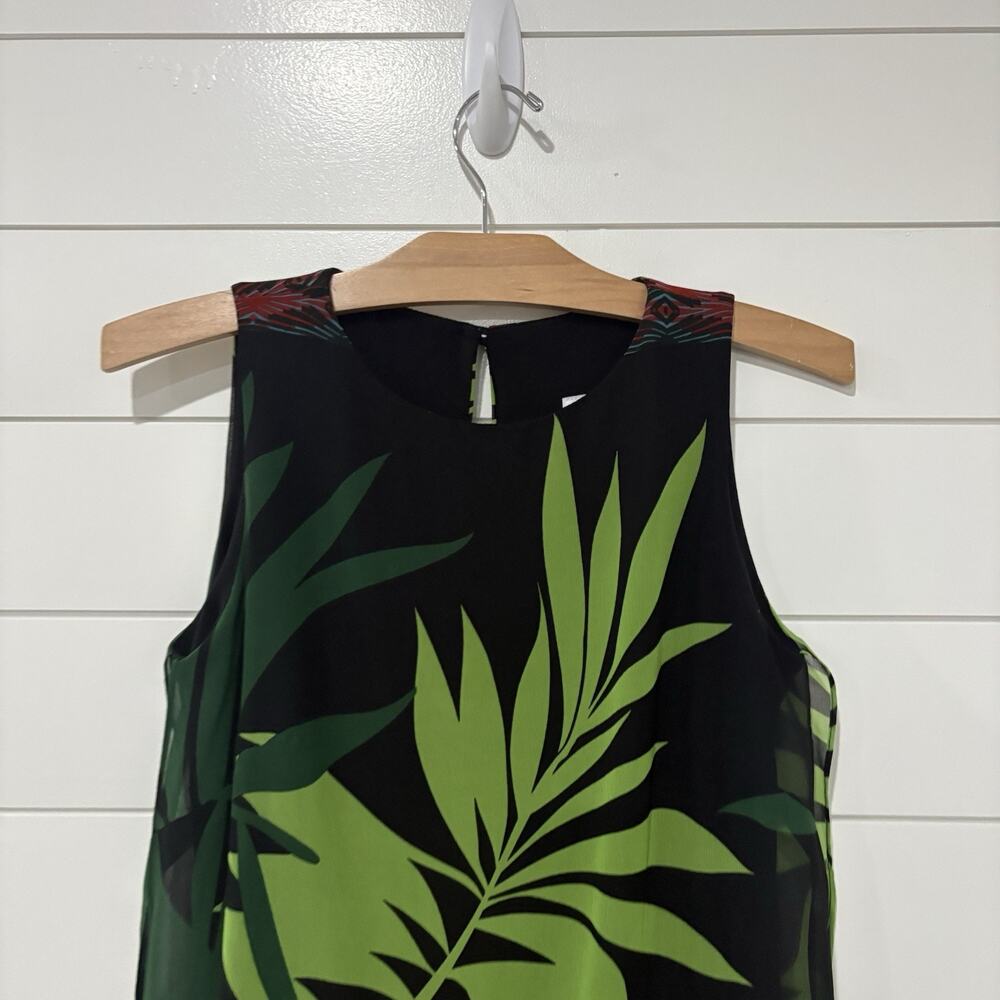Joseph Ribkoff | Dress Sleeveless Tropical Knee Length Black Fern- Size 4 - Picture 2 of 8
